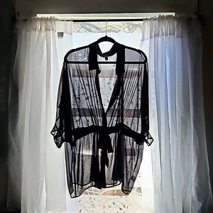 Chiffon Dolman Button Up Short Sleeve size 3 black